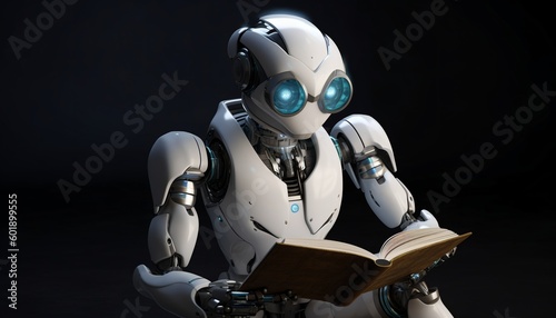 Robot reading book, generative ai © progressman
