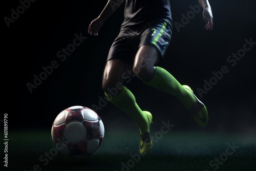 soccer football sport goal stadium foot competition ball game kick. Generative AI. © SHOTPRIME STUDIO