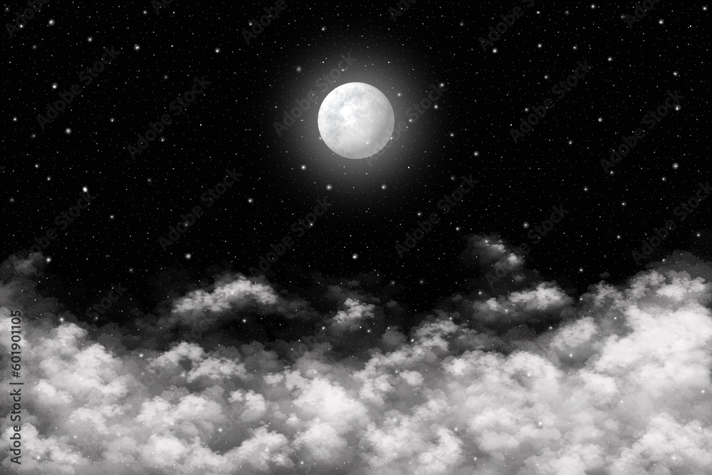 月 夜空 星空 モノトーン 黒