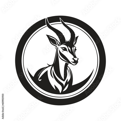 springbok, vintage logo line art concept black and white color, hand drawn illustration