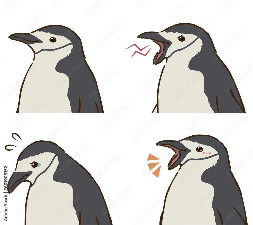 Obraz premium ヒゲペンギンの喜怒哀楽セット
