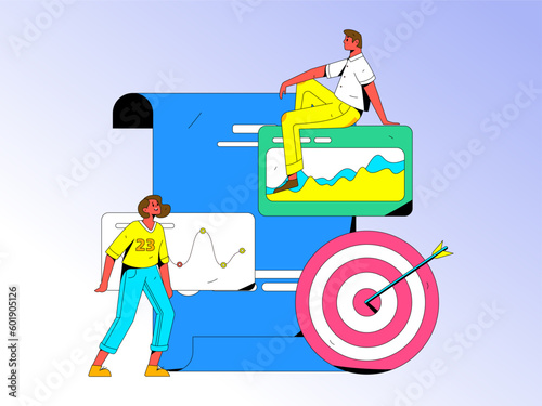 Marketing Planning Business People Flat Vector Concept Operation Hand Drawn Illustration 
