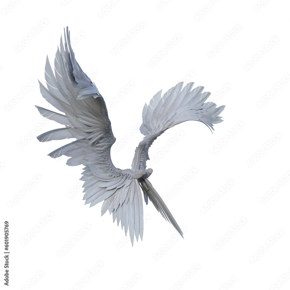 Naklejka premium 3d rendering fantasy white angel wings isolated