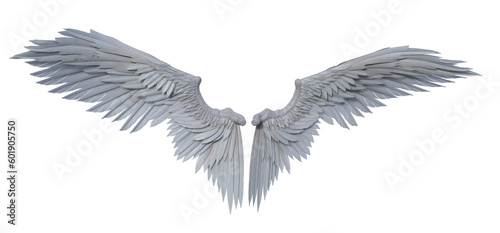 3d rendering fantasy white angel wings isolated
