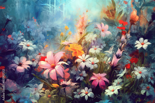 Illustration  flowers background  Ai generated