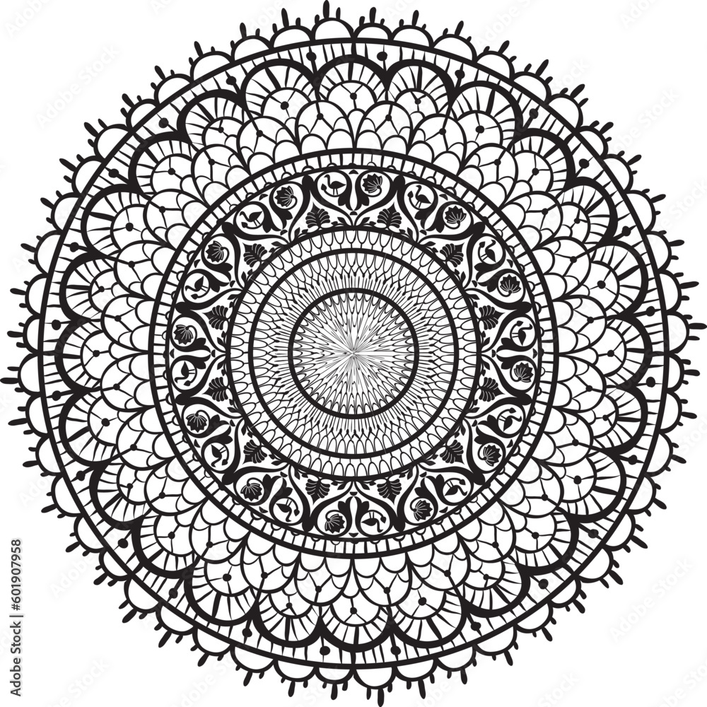 Black and white mandala vector illustration Black and white mandala vector illustration