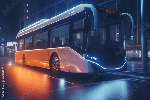 Innovative and modern electric bus concept. Generative AI