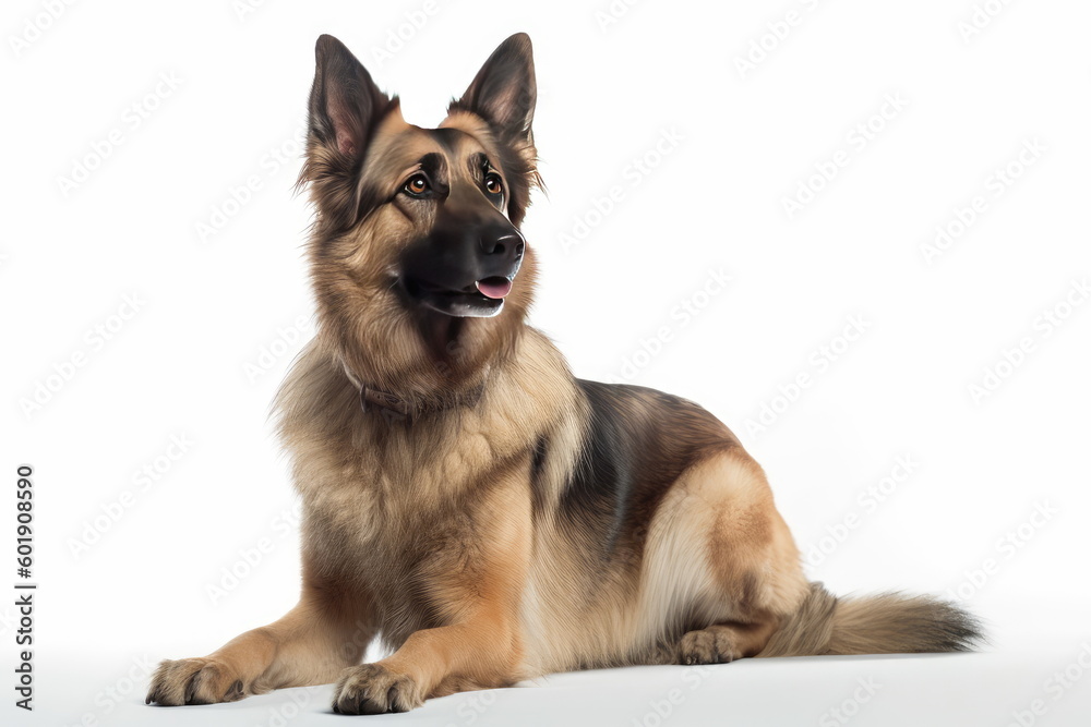 dog on white background, full body with free space