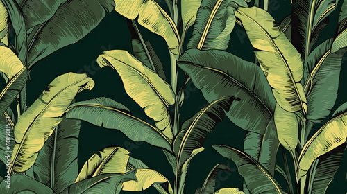 textile repeat pattern of banana leaf