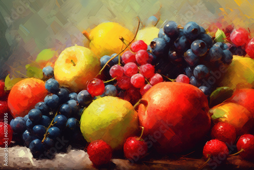 Watercolor  Fruits illustration  Portrait  Ai generated