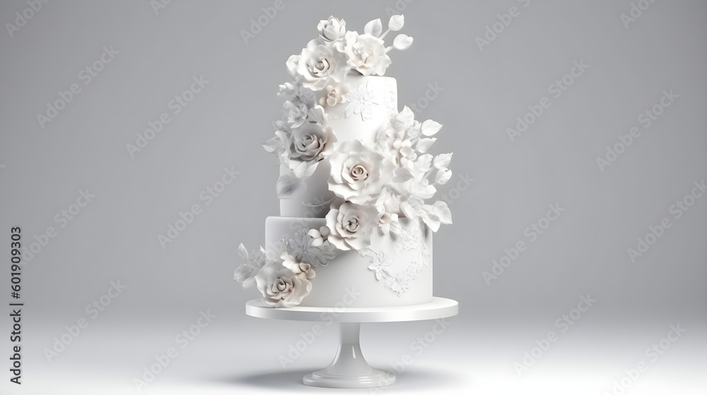 Multi tier wedding cake with floral decorations Multi tier wedding cake with floral decorations