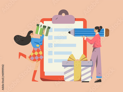 Invite friends to conduct questionnaire survey flat vector concept operation hand drawn illustration
