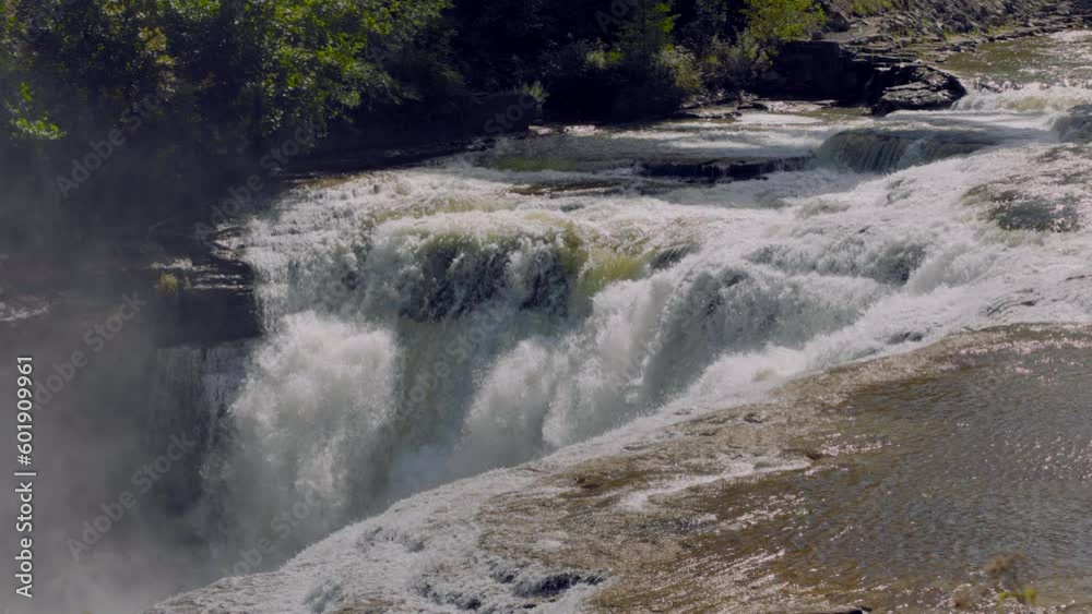 Edge of Upper Falls in Letchworth State Park Slow Motion Medium. Edge of the upper falls at Letchworth State Park in slow motion Edge of Upper Falls in Letchworth State Park Slow Motion Medium. Edge of the upper falls at Letchworth State Park in slow motion
