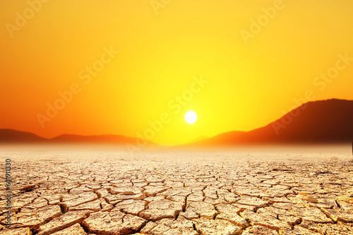 The ground is dry The rain did not fall for a long time. Because of global warming. .concept of global warming and climate environment change