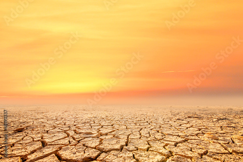 The ground is dry The rain did not fall for a long time. Because of global warming. .concept of global warming and climate environment change
