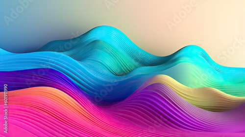 Illustration of bright gradient waves flowing in the background created with Generative AI Technology