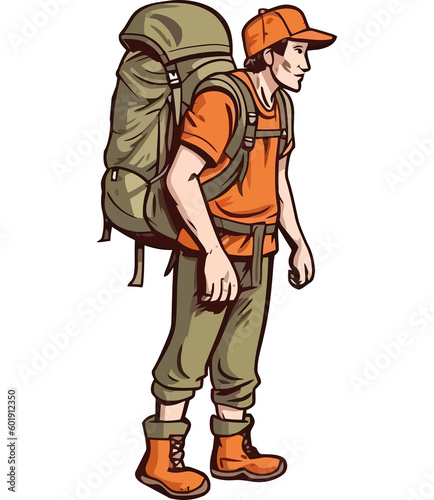 One person hiking with backpack