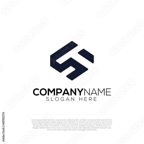 Vector geometric S T or ST letter logo