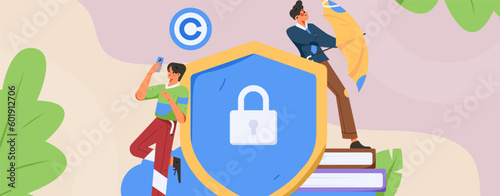 Protection of Intellectual Property Flat Vector Concept Operation Hand Drawn Illustration
