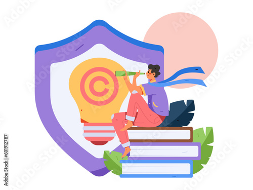 Protection of Intellectual Property Flat Vector Concept Operation Hand Drawn Illustration
