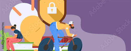 Protection of Intellectual Property Flat Vector Concept Operation Hand Drawn Illustration
