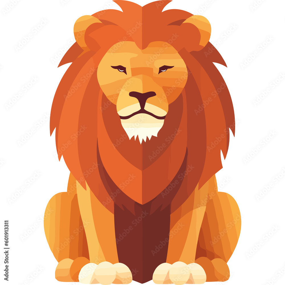 Large Lion with a cute mane sitting isolated Large Lion with a cute mane sitting isolated