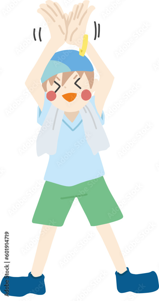 屋外イベントで手拍子をして盛り上がっている男性のイラスト 屋外イベントで手拍子をして盛り上がっている男性のイラスト