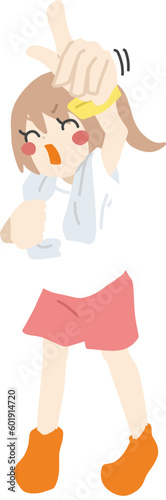音楽フェスで音楽に乗って盛り上がっている女性のイラスト