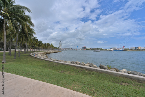 View of the bay at Bayfront Park (Miami, florida, USA)