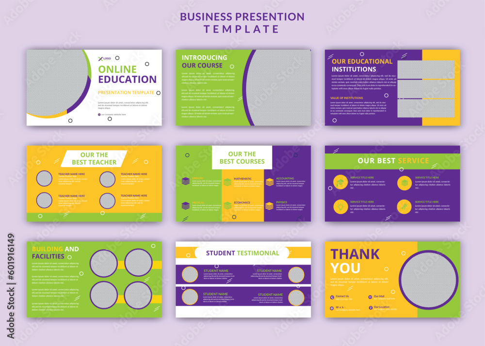 Online webinar or courses PowerPoint presentation slide template design or education presentation slide