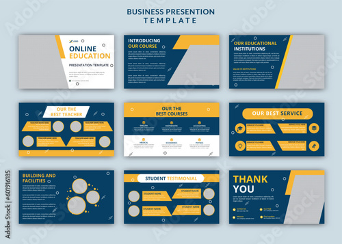 Obraz na płótnie Online courses education editable PowerPoint presentation slide templates w salonie