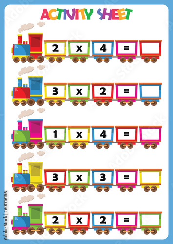 Activity sheet math. vector illustration.