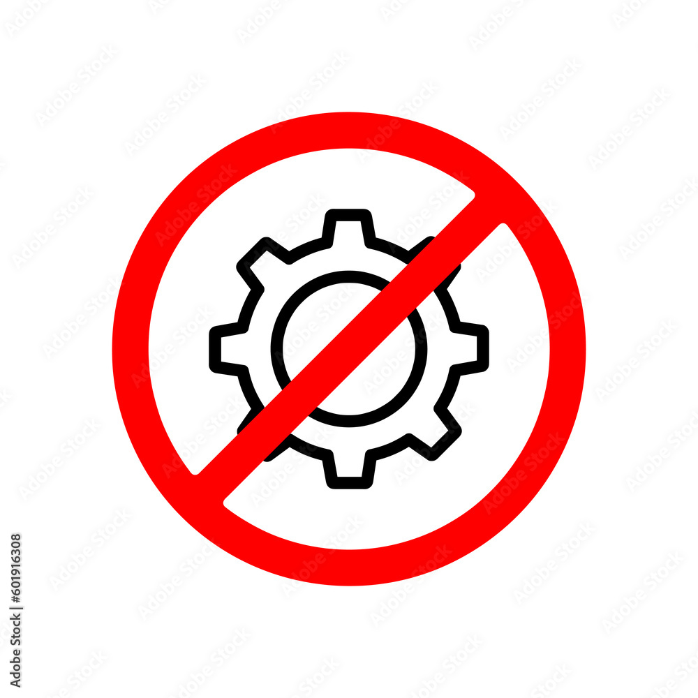 Vector no service gear icon. Flat no service gear icon illustration on white background. Vector no service gear icon. Flat no service gear icon illustration on white background.