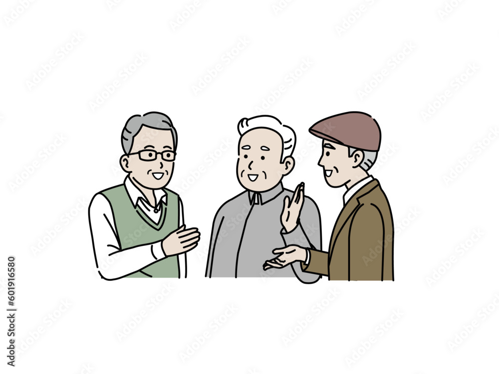会話をする高齢者の男性