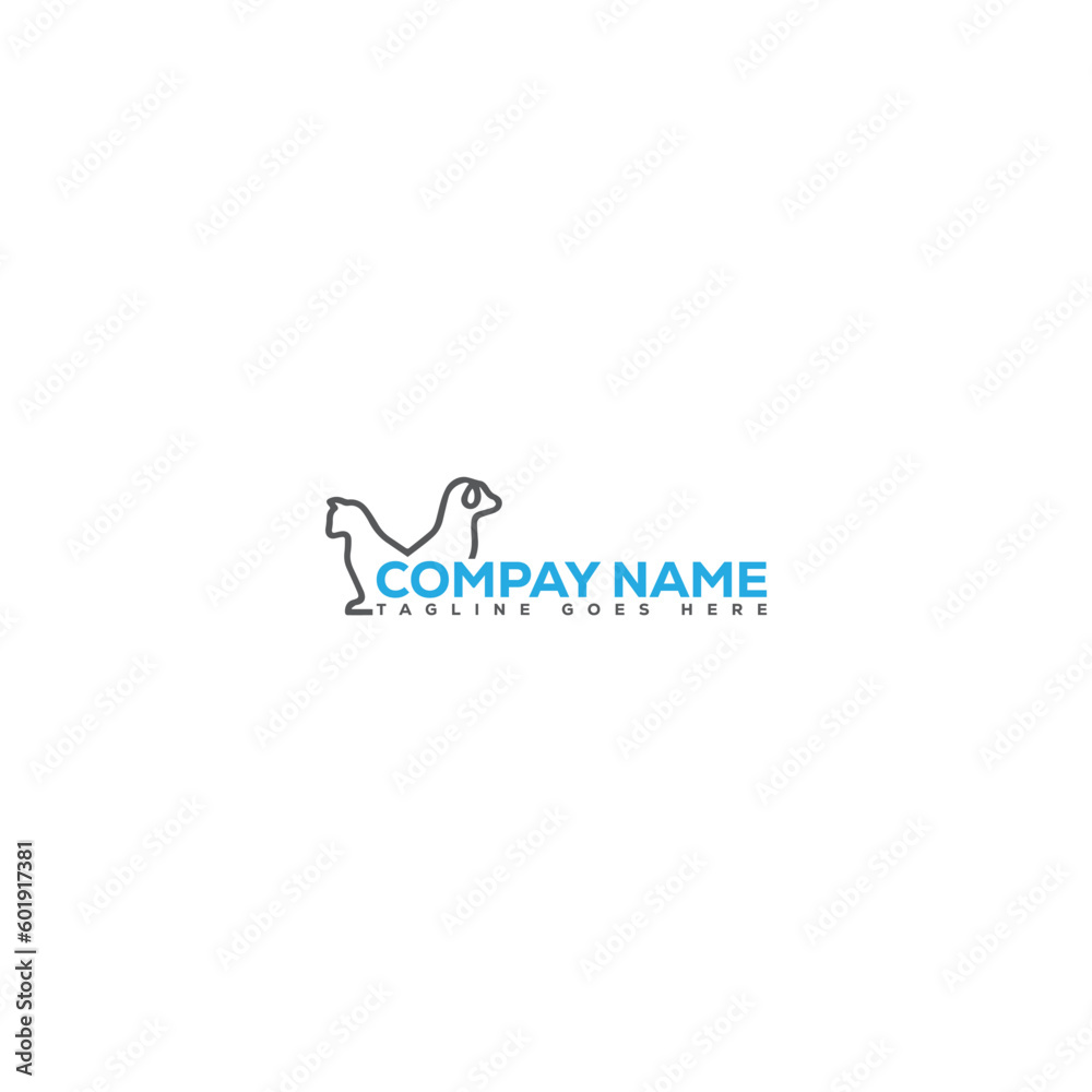 Home pets Logo dog cat design vector template Linear style. Animals Veterinary clinic Logotype concept outline icon. Home pets Logo dog cat design vector template Linear style. Animals Veterinary clinic Logotype concept outline icon.