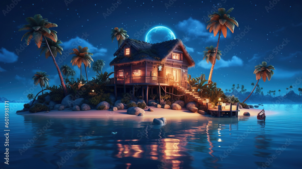 Obraz premium The night tropical island