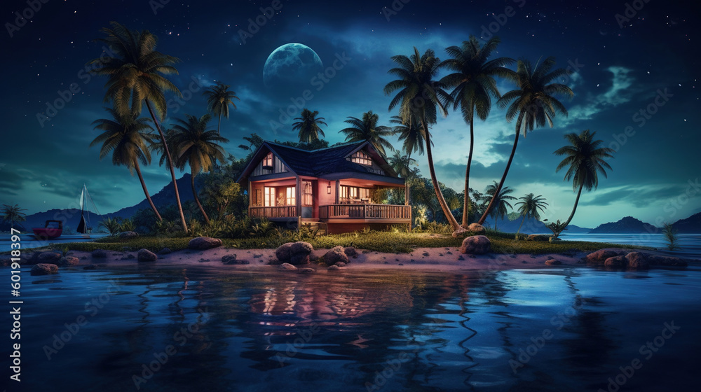 The night tropical island