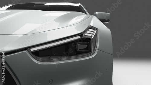 3D rendered luxurious white car studio photoshoot. modern super cart different angle views. the shiny and stylish vehicle 