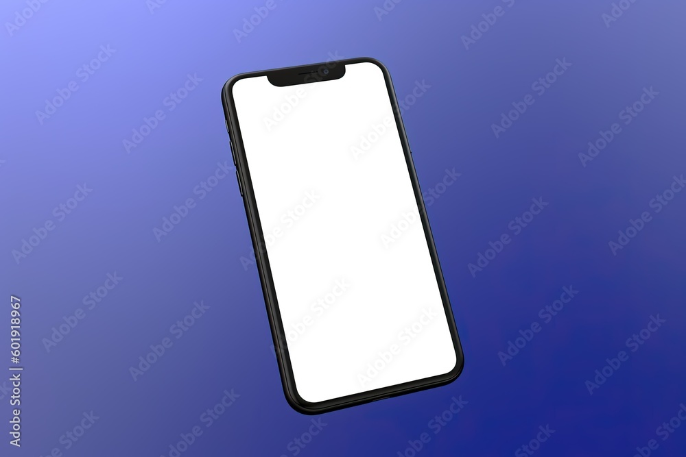 3d render of a mobile phone, smartphone with blank screen isolated on a blue colored background 3d render of a mobile phone, smartphone with blank screen isolated on a blue colored background