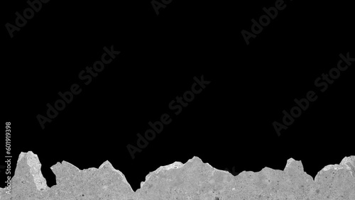 Concrete wall destructions fracture falling down.4k animation render with alpha channel.