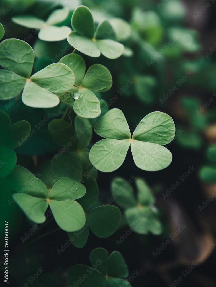Beautiful background of green clover leaves for saint patrick's day. Generative AI Beautiful background of green clover leaves for saint patrick's day. Generative AI