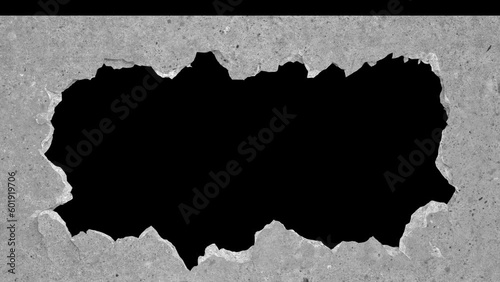 Concrete wall destructions fracture falling down.4k animation render with alpha channel.