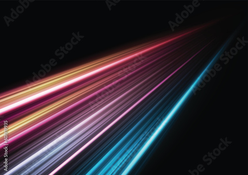 Modern abstract high-speed light motion effect on black background. vector illustration.