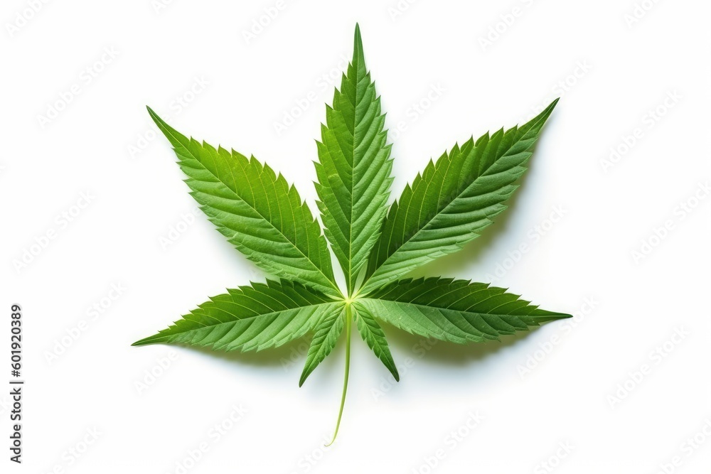 Green cannabis leaves isolated on white background, Medical marijuana , Generative AI Green cannabis leaves isolated on white background, Medical marijuana , Generative AI