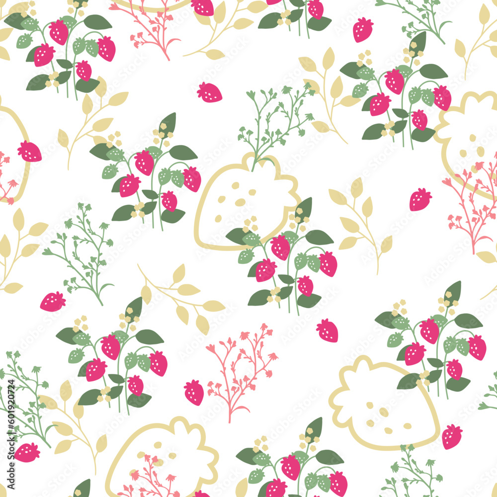 Fresh Sweet Ripe Strawberries Fruit From Farm Vector Pattern Fresh Sweet Ripe Strawberries Fruit From Farm Vector Pattern