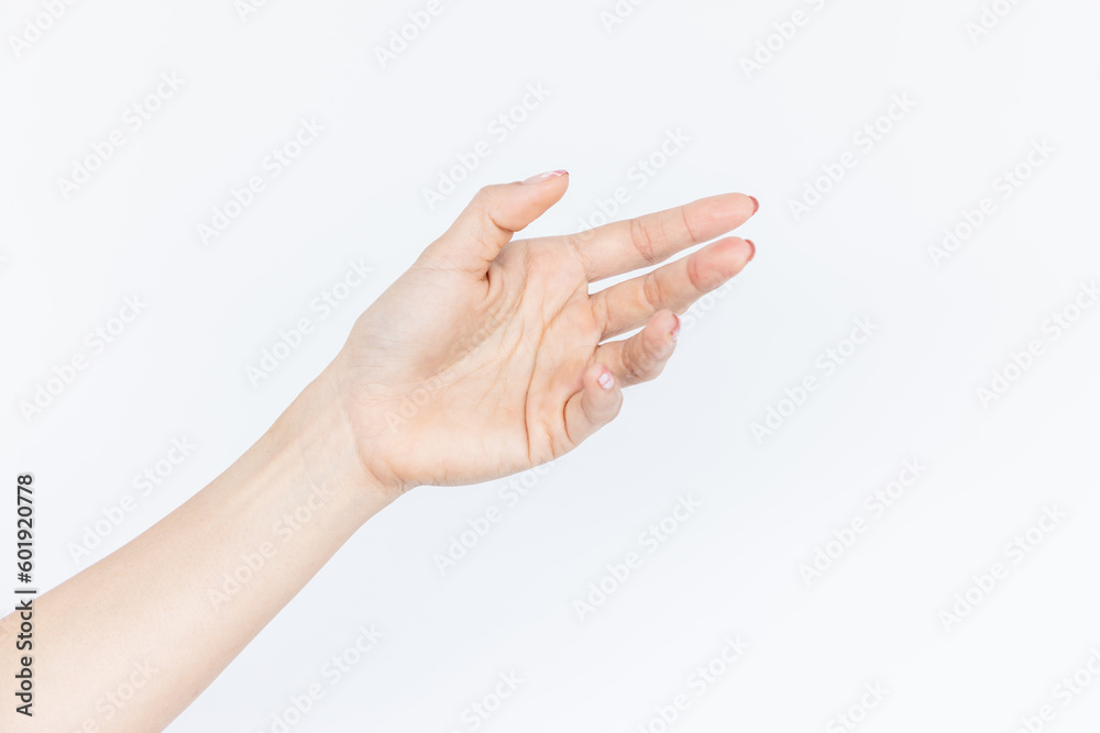 Beautiful asian woman hand isolated on white background, Empty open woman hand on white background, Female hand on white background. Beautiful asian woman hand isolated on white background, Empty open woman hand on white background, Female hand on white background.