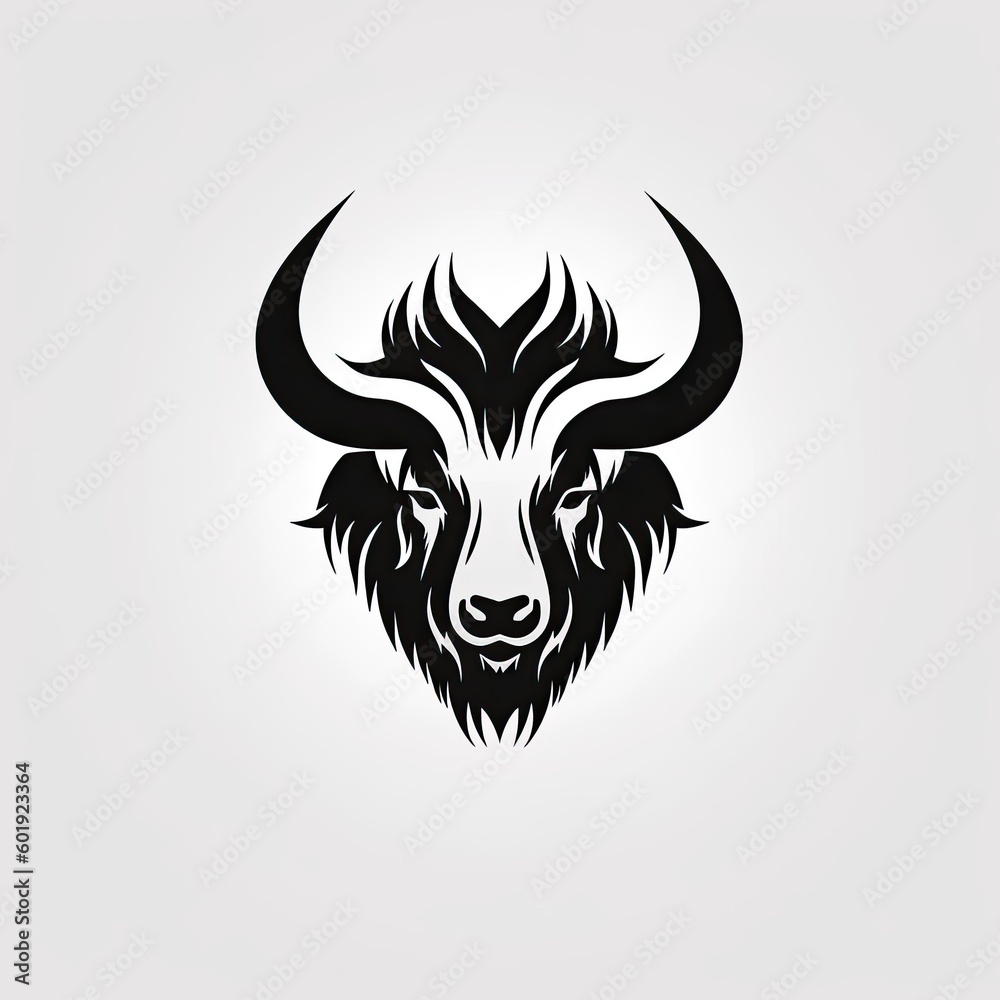 black bison logo template on white background created using generative AI tools