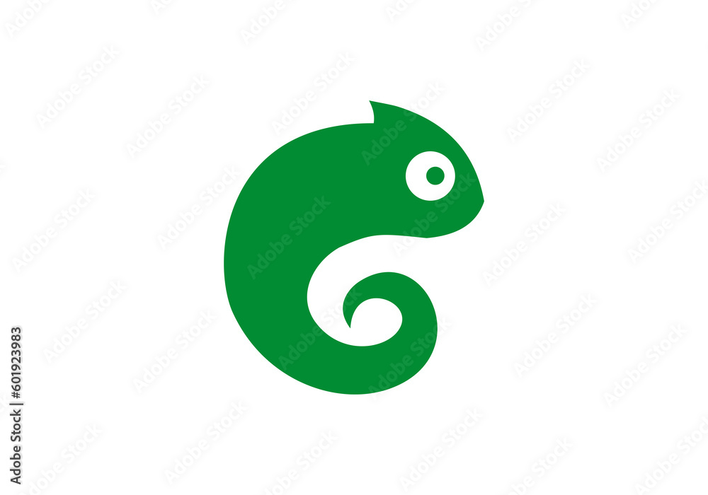 Fototapeta premium Bright chameleons. Logos. Isolated chameleon on white background. Vector illustration