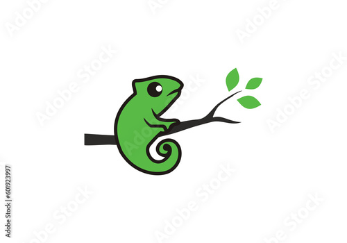 Bright chameleons. Logos. Isolated chameleon on white background. Vector illustration
