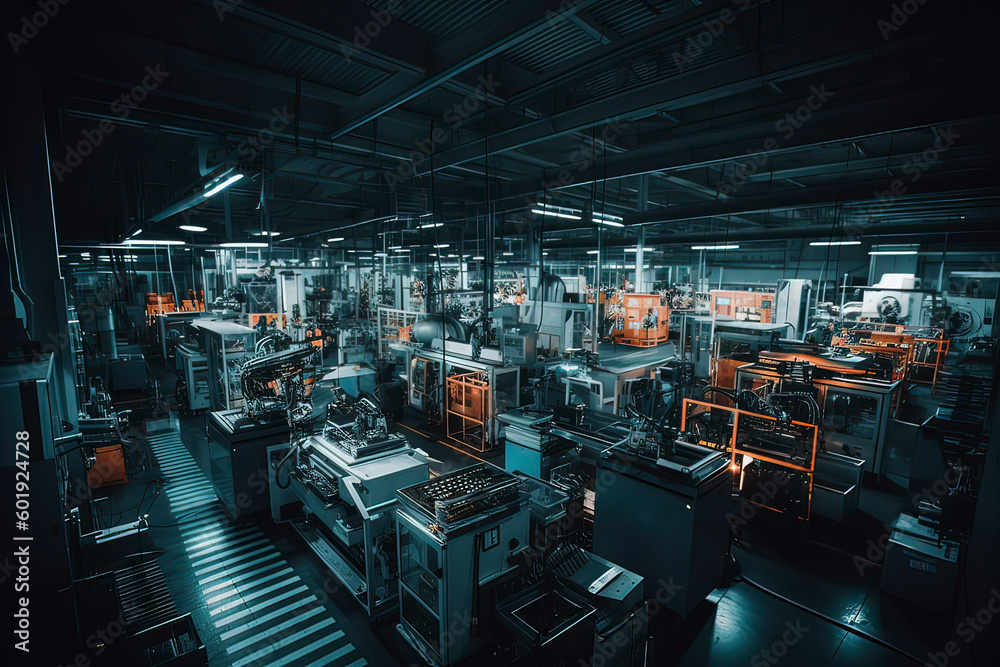 Fototapeta premium Modern production line. AI technology generated image